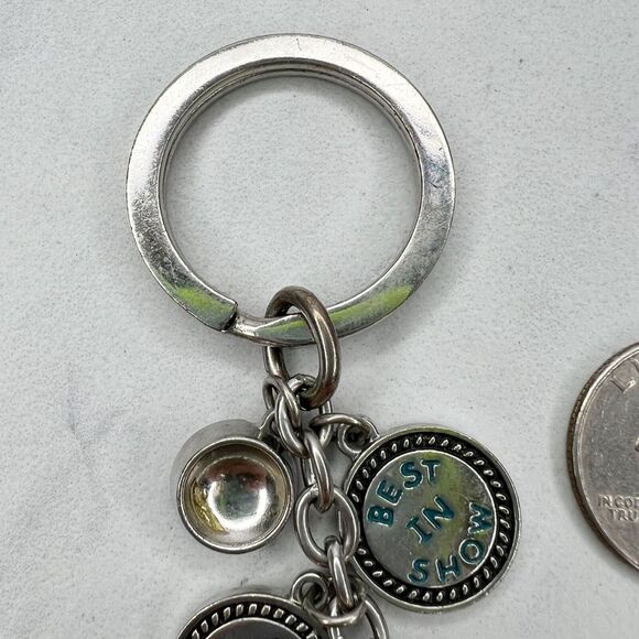 Silver Tone Best in Show I Heart Love My Dog Charms Keychain Keyring - Picture 7 of 8